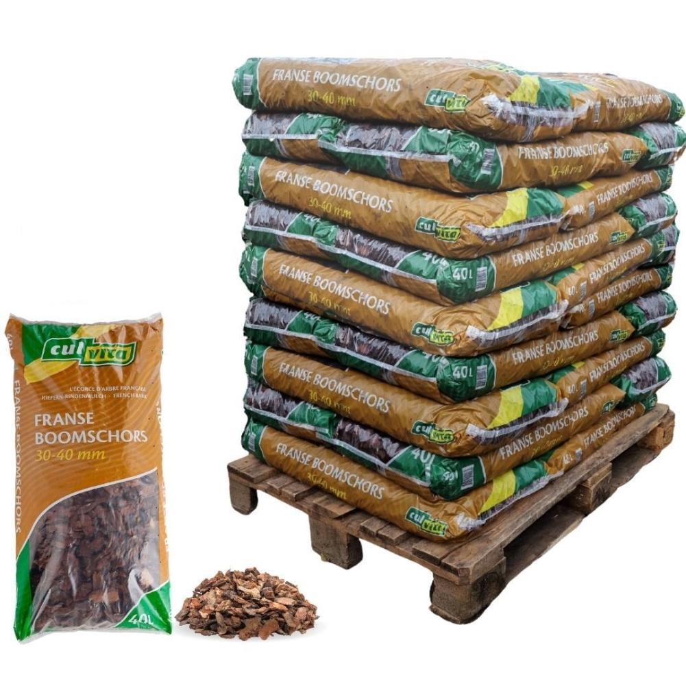 Französische Premium Baumrinde - Bodendecker - Dekorative Rinde 30-40 mm - geeignet für die Landschaftsgestaltung Gehwege - 1560 liter - pallet