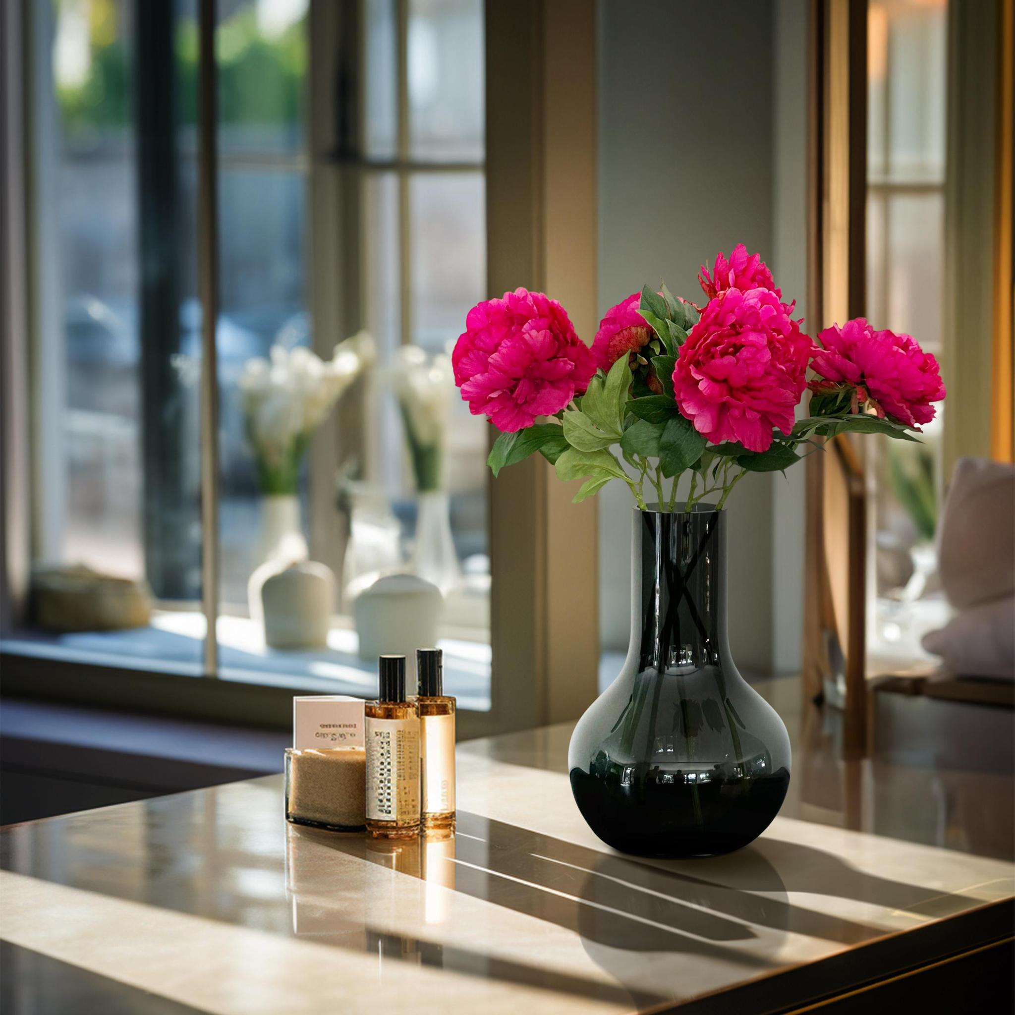 Kunstblumen - Blumenstrauß - Pfingstrosen Dunkelrosa – x 5 – 65 cm