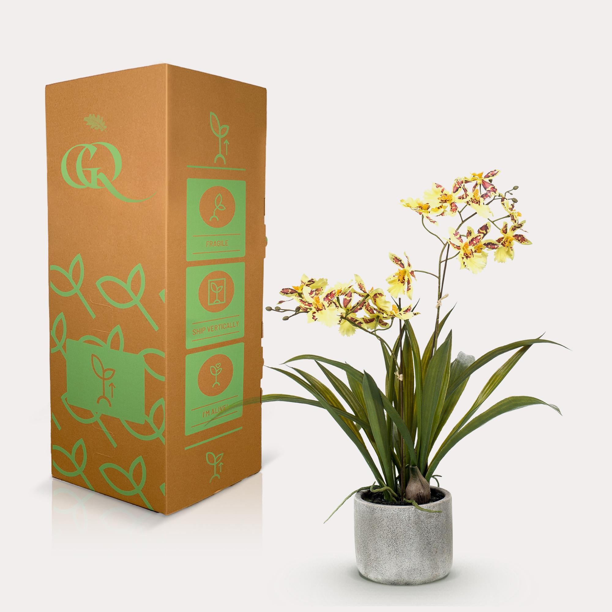 Kunstblumen - Orchidee - Gelbbraun - 45cm