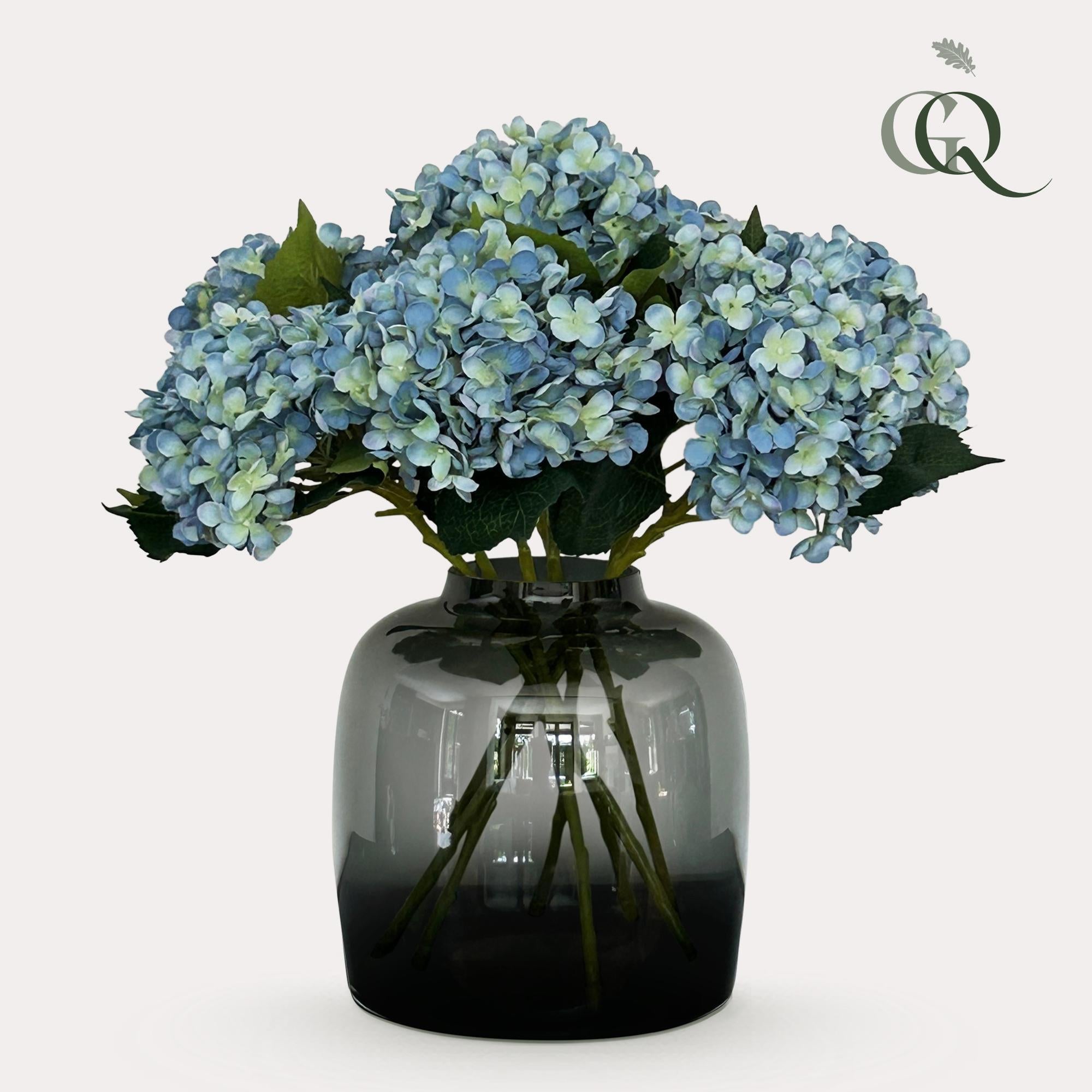 Kunstblumen - Blumenstrauß - Hortensien blau - x 8