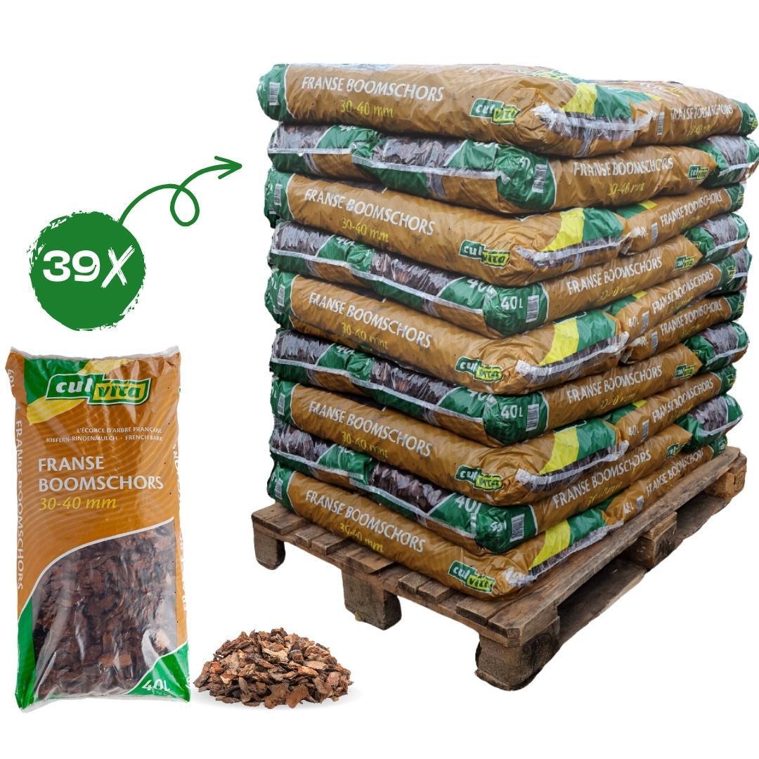 Französische Premium Baumrinde - Bodendecker - Dekorative Rinde 30-40 mm - geeignet für die Landschaftsgestaltung Gehwege - 1560 liter - pallet