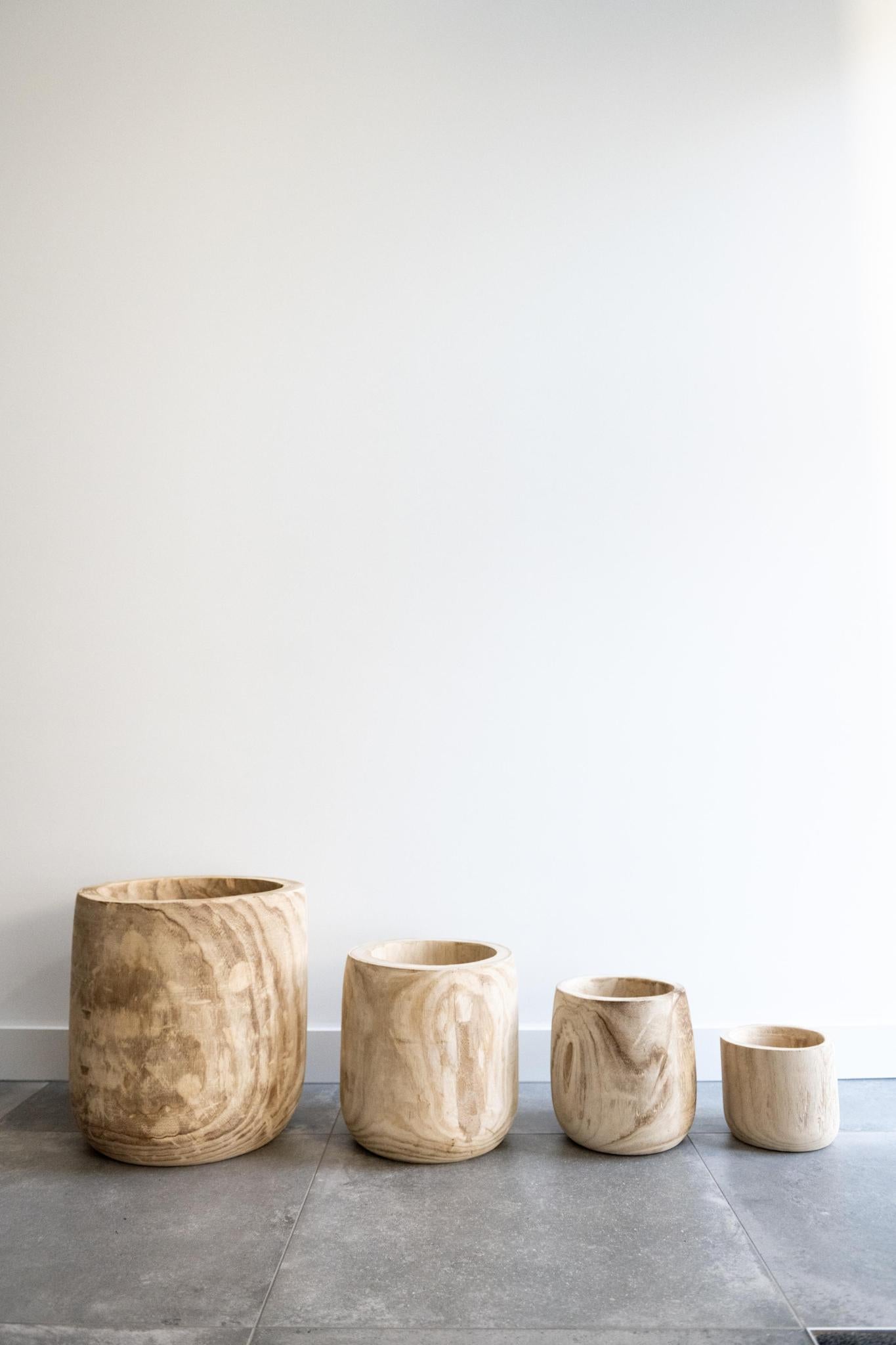 Dekotopf für Kunstpflanzen - Holz Hellbraun - Pia Blumentopf - L - H31 W29