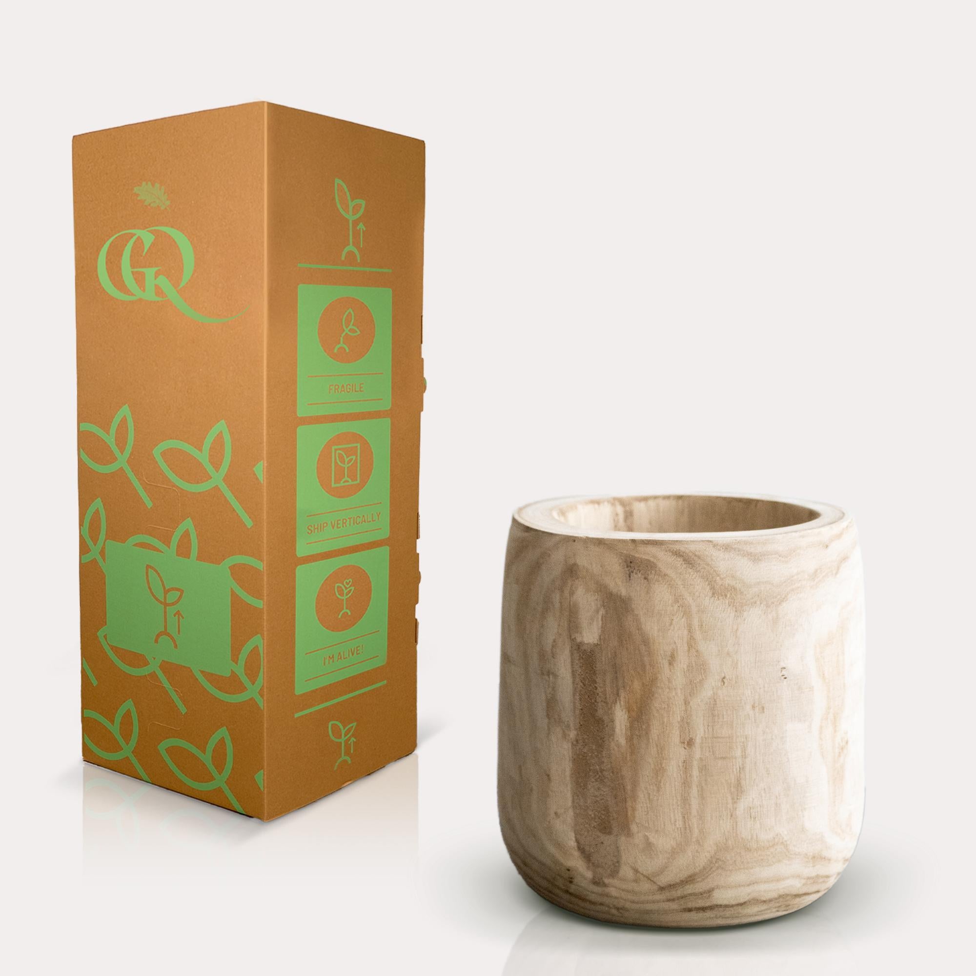 Dekotopf für Kunstpflanzen - Holz Hellbraun - Pia Blumentopf - L - H31 W29