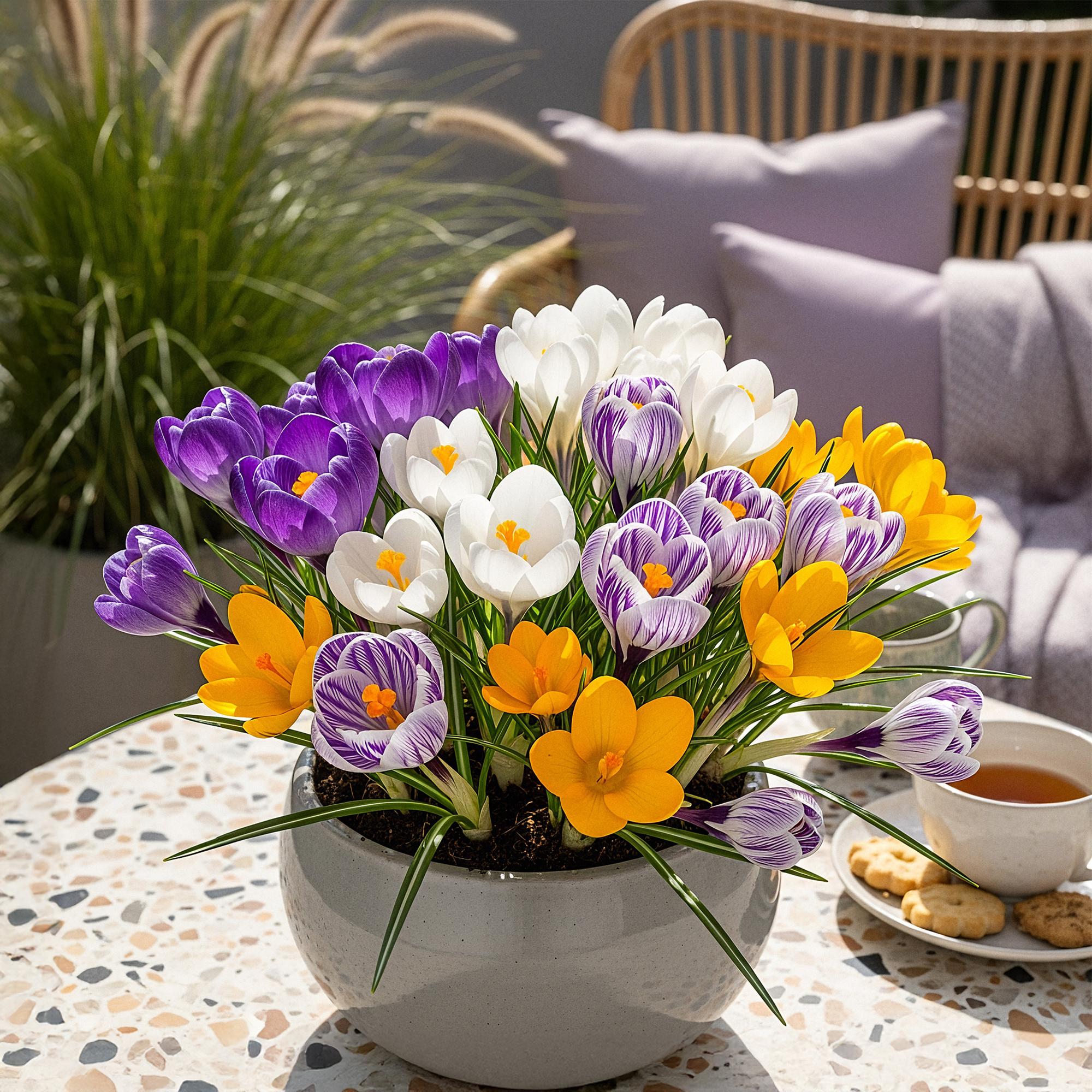 Krokuse Mix - Blumenzwiebeln - Crocus Large Flowering mix - Verschiedene Farben - 30 Stück - Zwiebelgröße 7/8 - XXL Pack