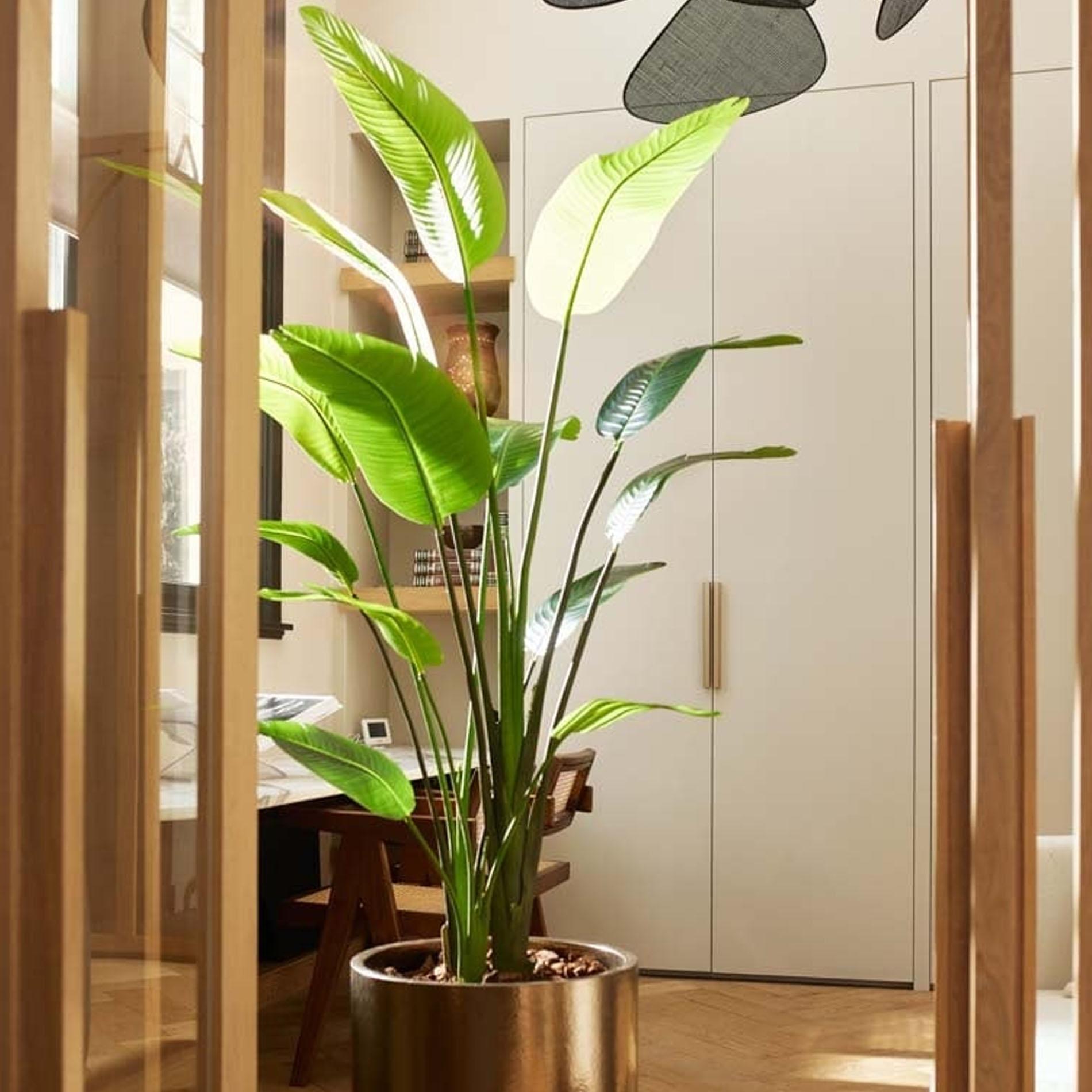 Kunstpflanze - Strelitzia nicolai - 180 cm - im schwarzen Topf