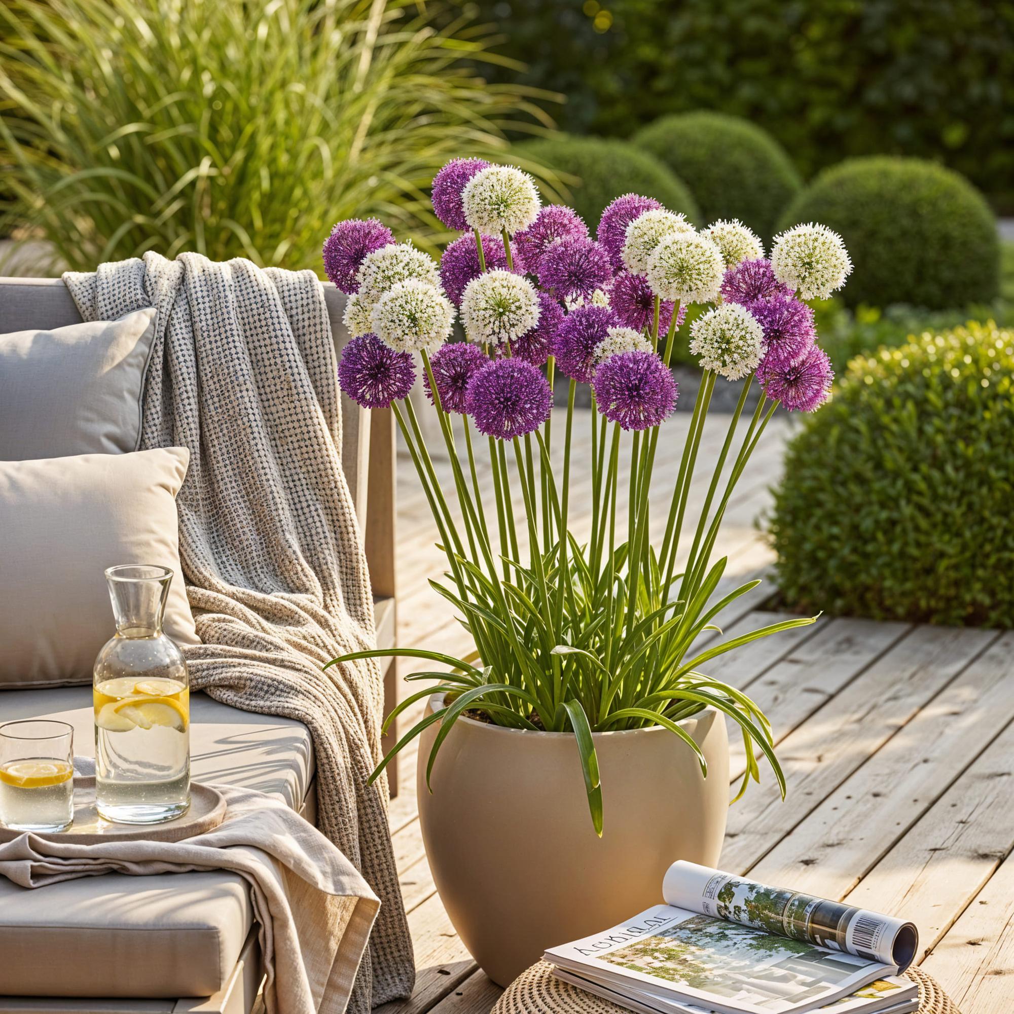 Zierlauch Set - Blumenzwiebeln - Allium Purple White Mix - Farbe Lila und Weiß - 15 Stück - Zwiebelgröße 10/12 - XXL Pack