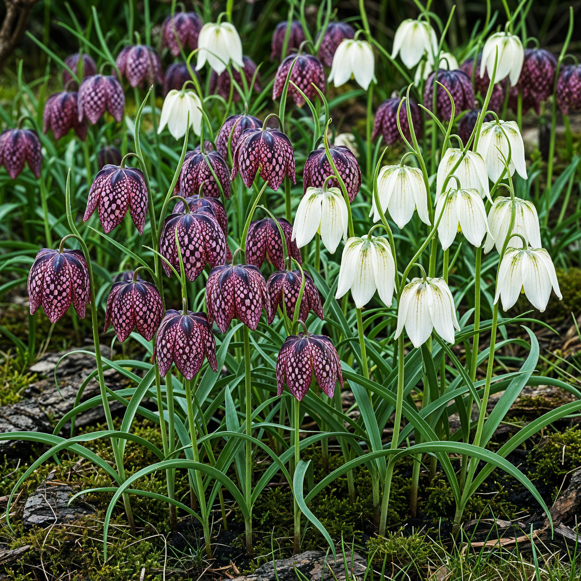 Schachbrettlumen Mix - Fritillaria Meleagris Mix - Farbe Lila und Weiß - 30 Stück - Zwiebelgröße 6/7 - XXL Pack