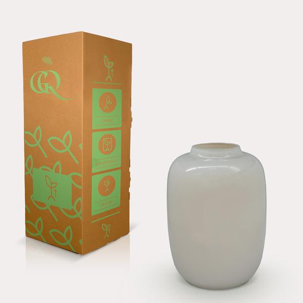 Vase - Vaas glas - M - H35 W25 -Artic Ivory