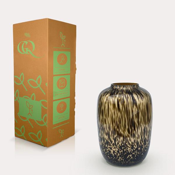 Vase - Vaas glas - M - H35 W25 -Artic Cheetah Gold