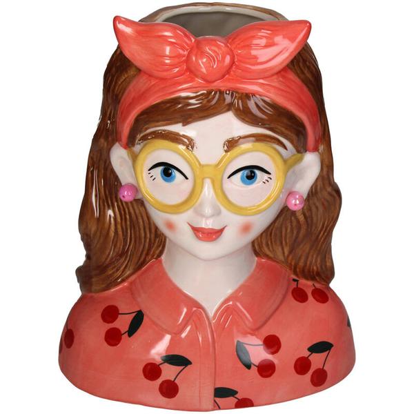 Vase - Fashion Lady ‘Jessie’ 27 cm – Mit Brille und Haarband
