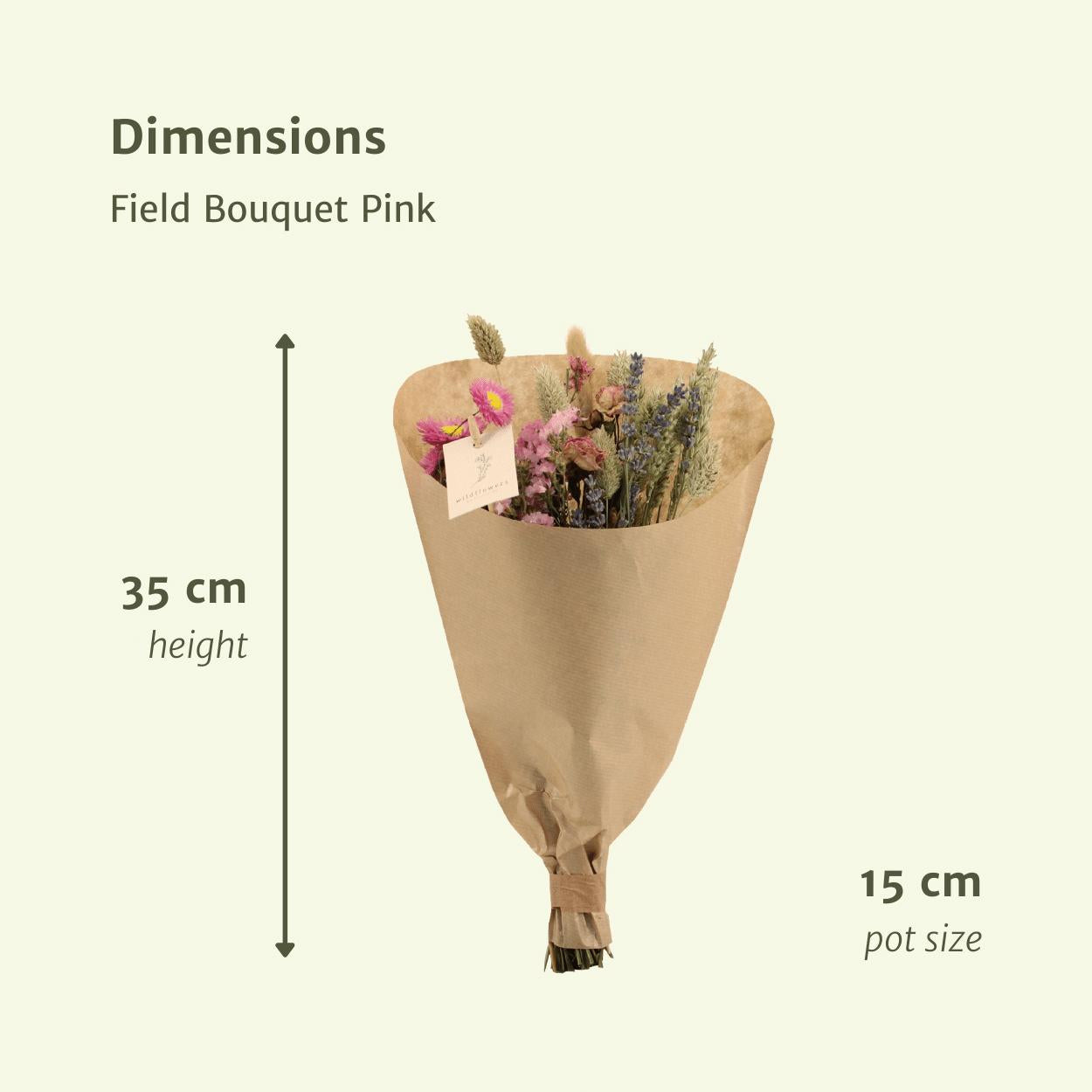 Trockenblumen - Feldstrauß Rosa - Ø15 - ↨35cm