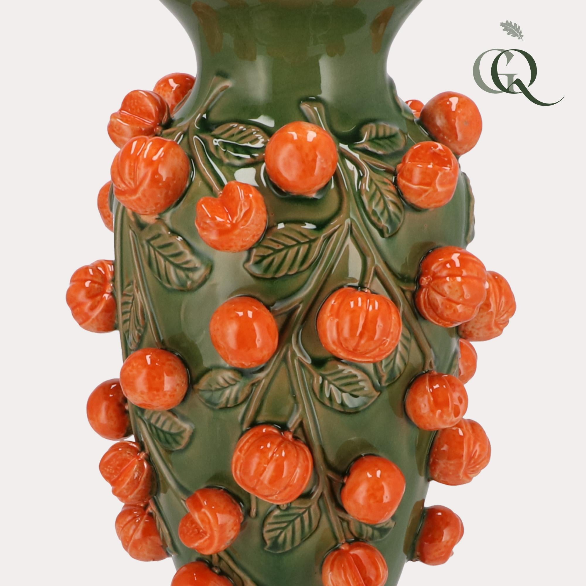 Vase Stein M – H38 B24 – Grün-Mandarine