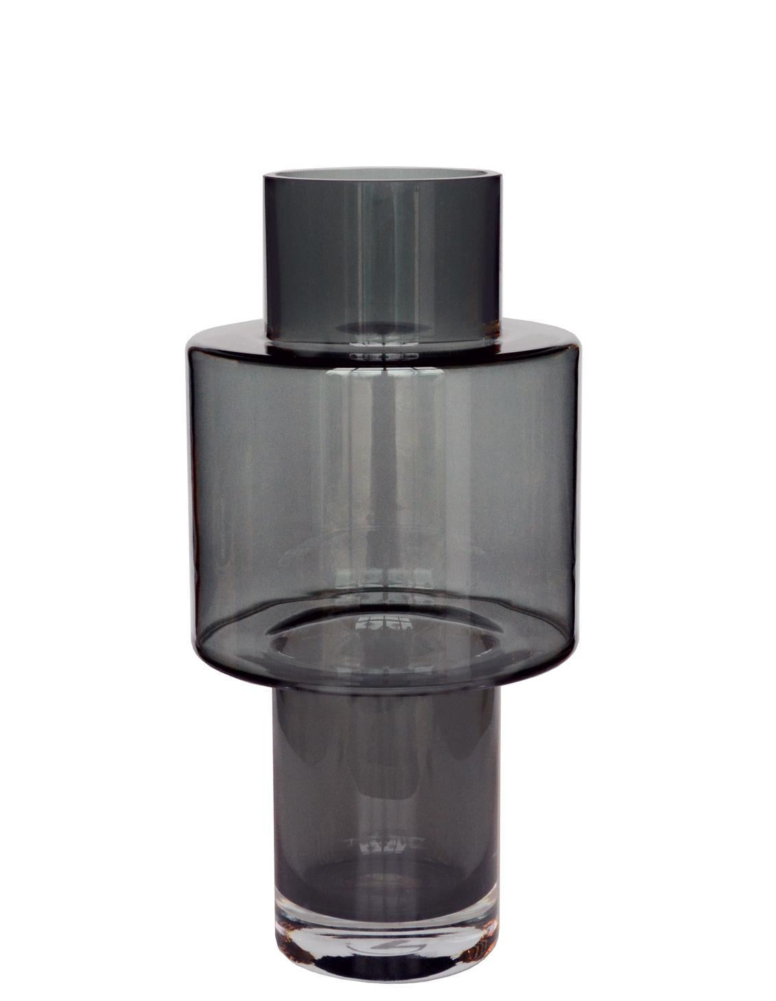 Vase aus Glas Juba M – H40 B20 – Grau