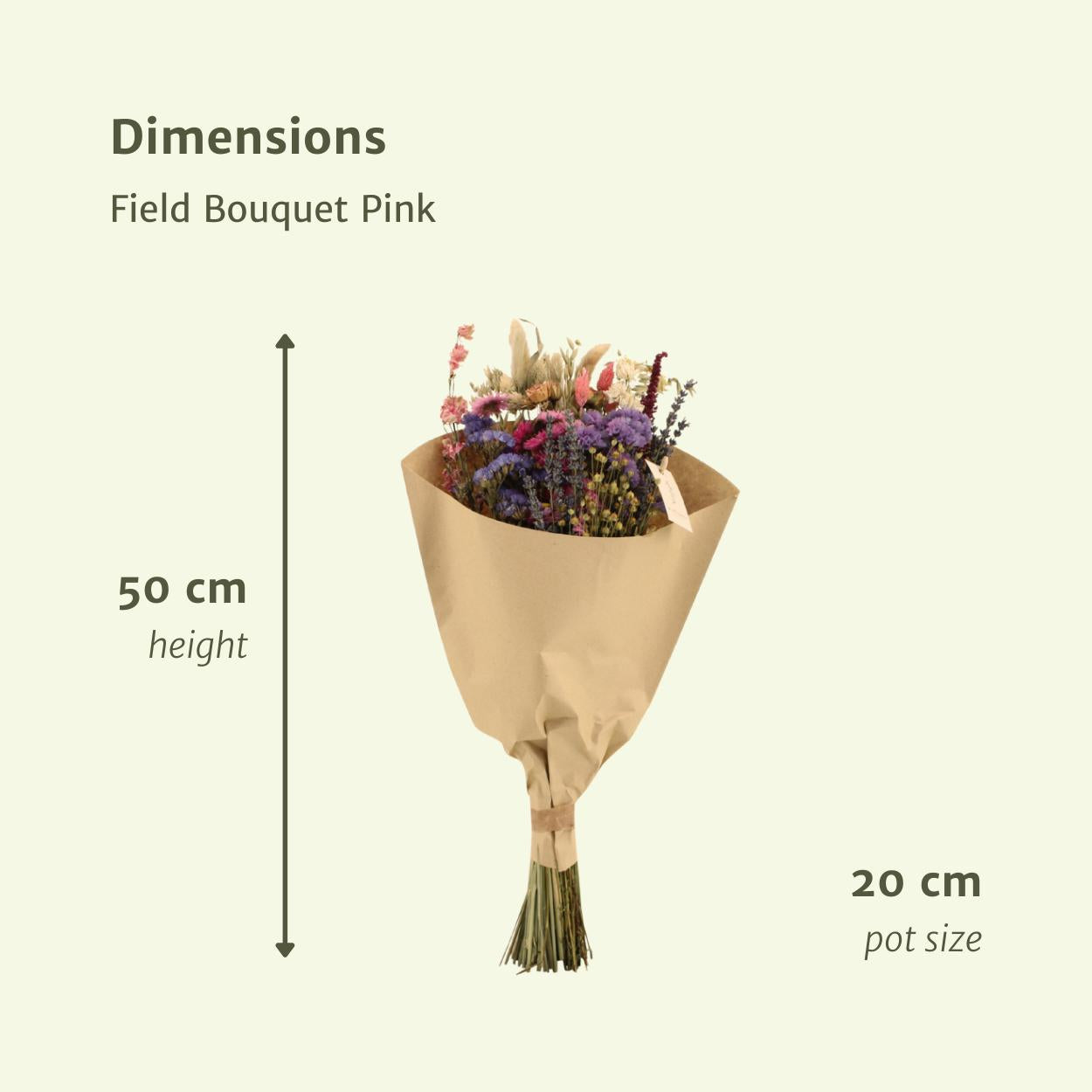 Trockenblumen - Feldstrauß Rosa - Ø20 - ↨50cm