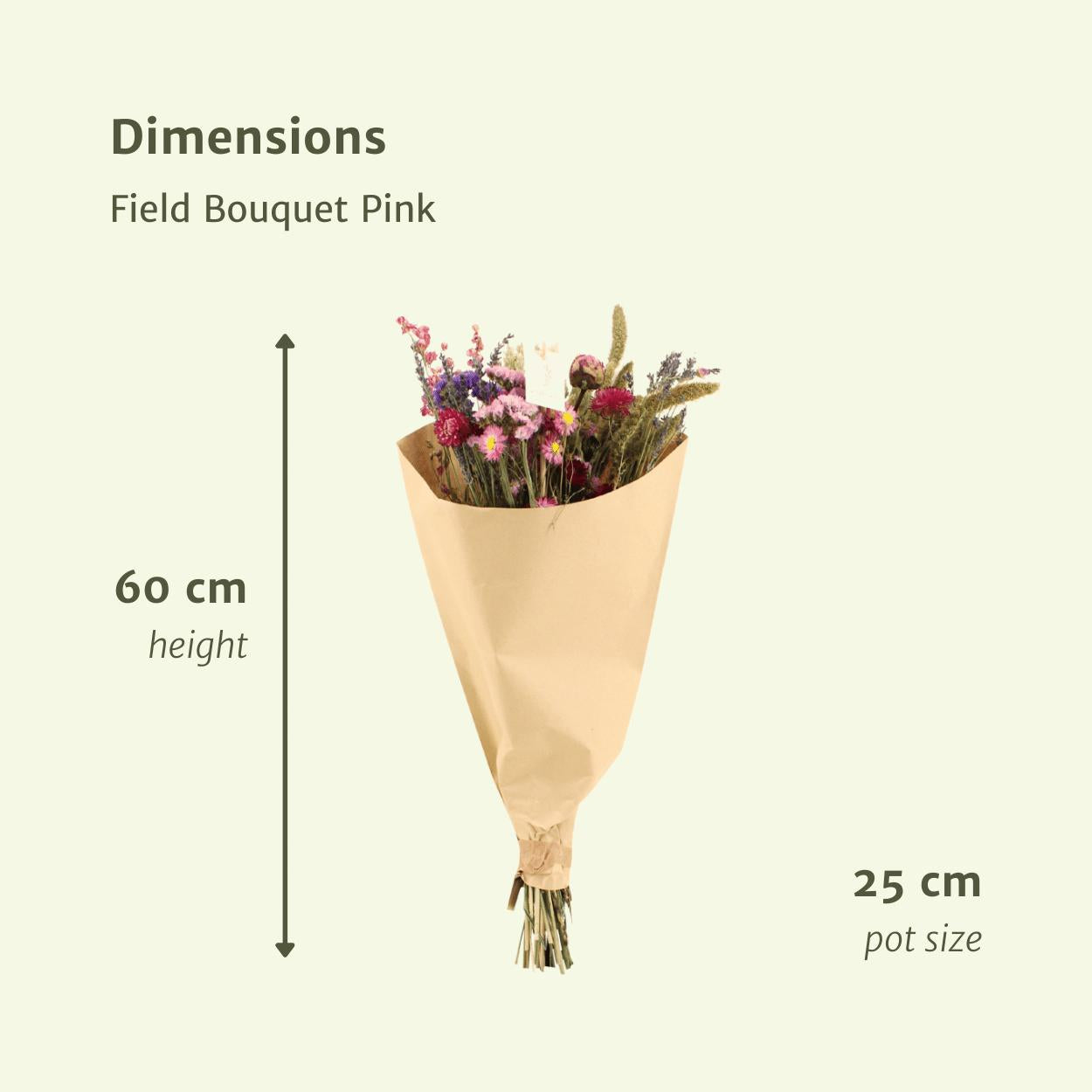 Trockenblumen - Feldstrauß Rosa - Ø25 - ↨60cm