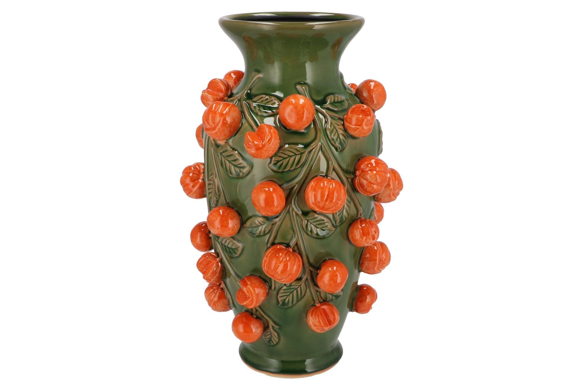 Vase Stein M – H38 B24 – Grün-Mandarine