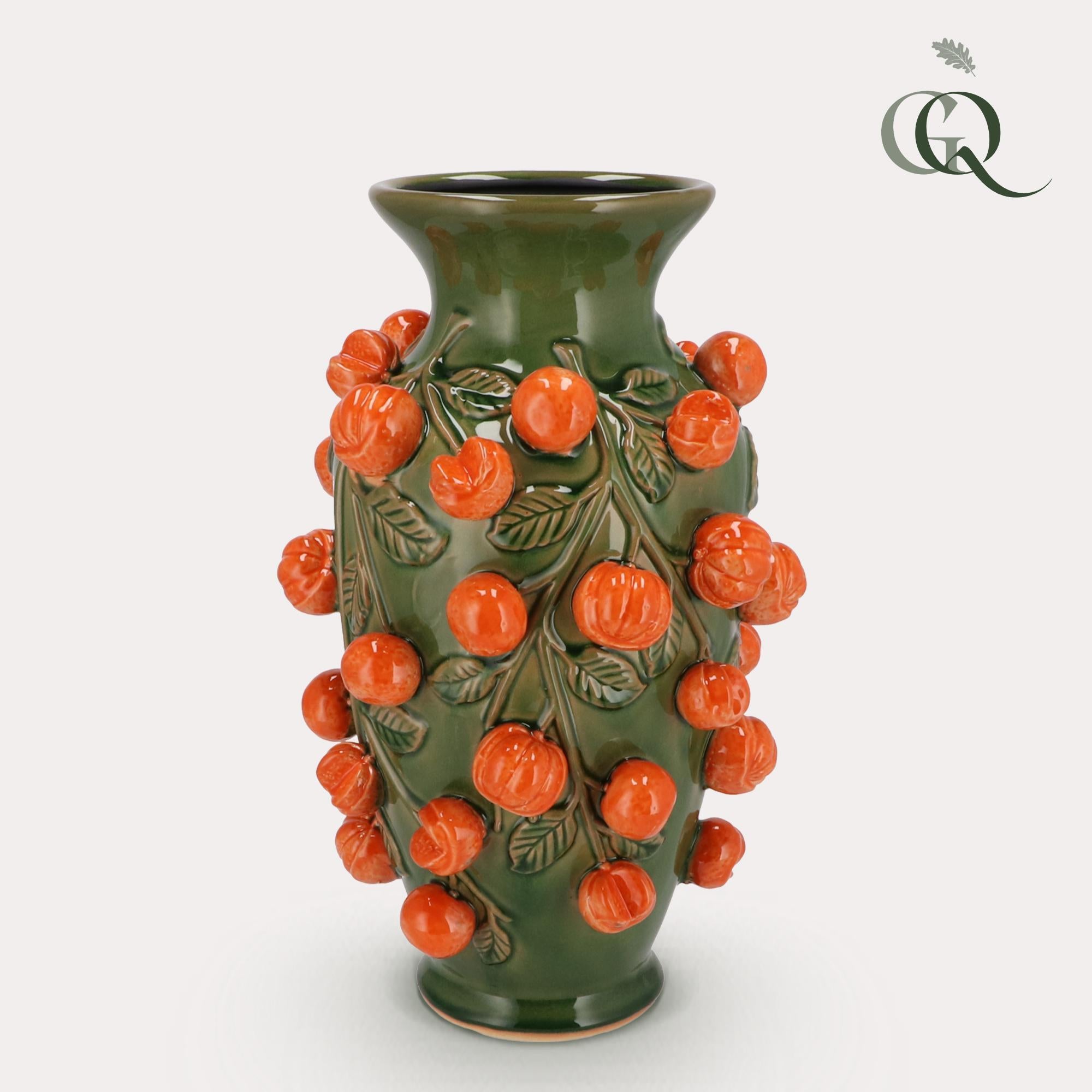 Vase Stein M – H38 B24 – Grün-Mandarine