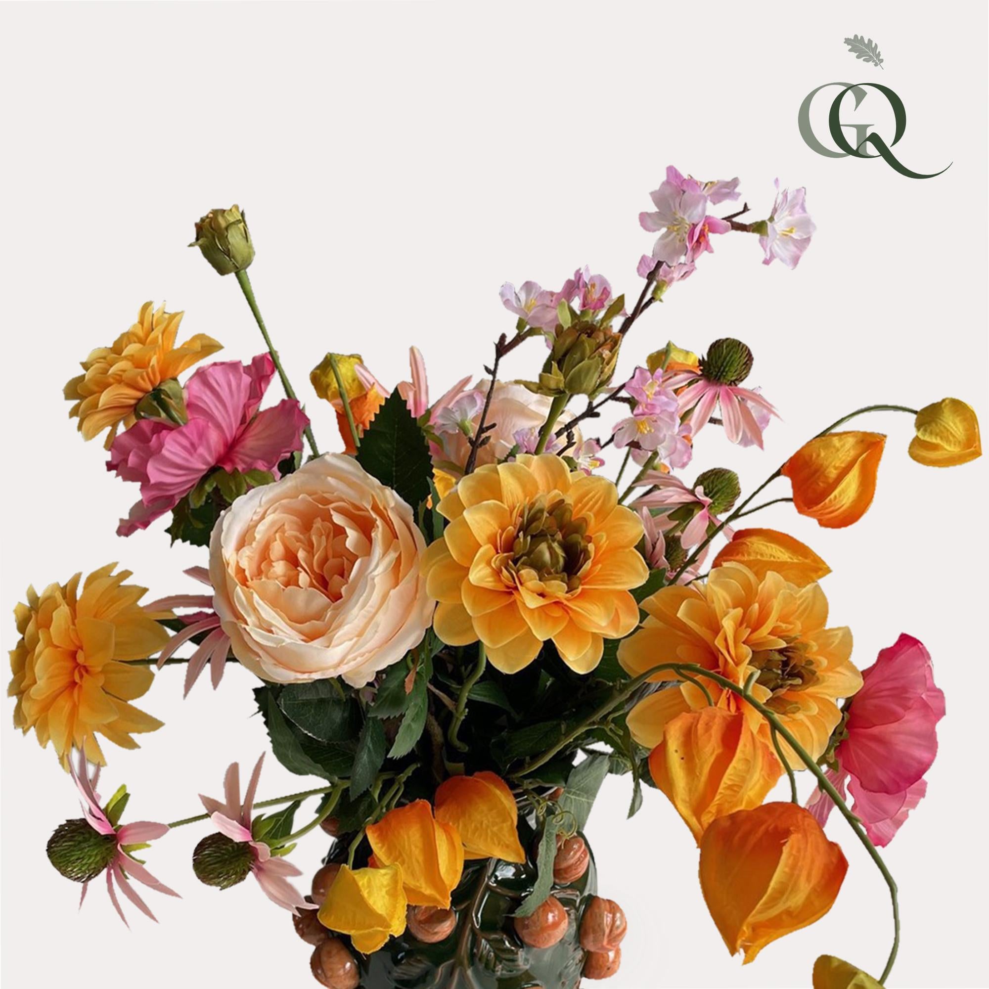 Künstliche Blumen - Blumenstrauß L - Orange Sommer - 80cm