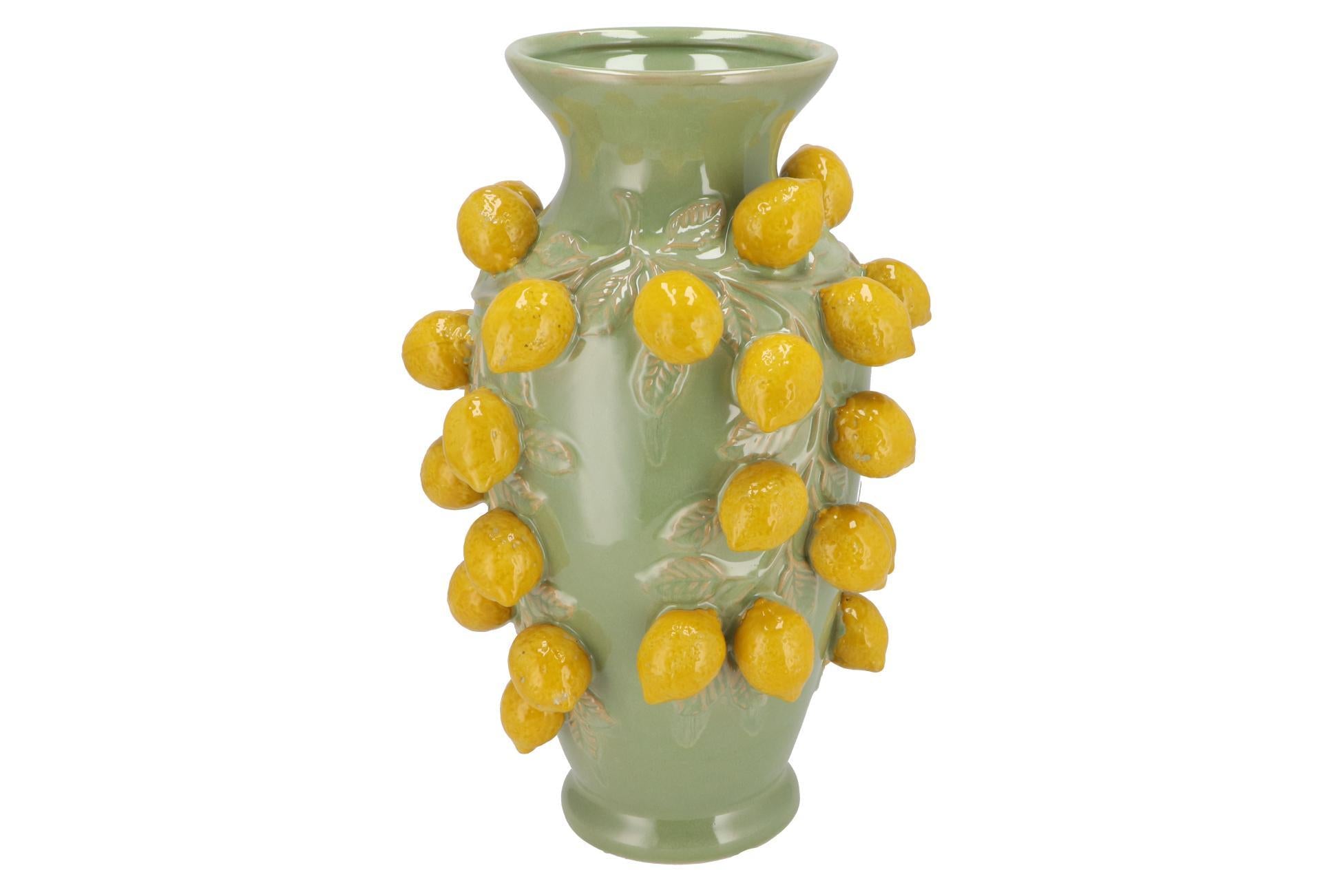 Vase Stein M – H38 B24 – Pistaziengrün – Zitrone